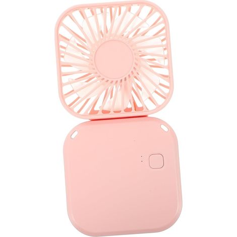 Ventilateur de cou pliable USB rechargeable double usage main bureau mini ventilateur portable rose voyage bureau extérieur été compact (1/5)