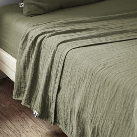 OUREA - Drap Plat 270x300cm Gaze de Coton Romarin