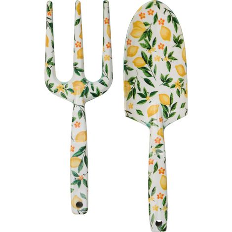 Set D'Outils de Jardin 2 Pièces - Pelle et Griffe de Jardin en Acier - Outils de Jardinage À Main pour Plantation et Rempotage - Outils de Jardin Décoratifs Motif Floral