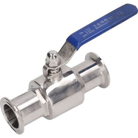 Robinet à billes à serrage rapide avec levier en acier inox 304 - raccord rapide pour plomberie et régulation de débit tuyau Ø 38mm/1.5in (1/5)