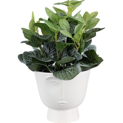 Pot de fleurs en céramique blanche design visage moderne pour décoration intérieure Ø 17 x 15 cm - PANGIVO (1/5)