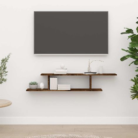 Étagère TV murale Étagère de Rangement - Meuble de rangement Chêne fumé 125x18x23 cm Bois d'ingénierie BV717266 - BonneVie (1/5)