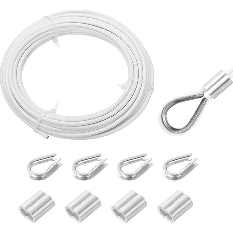 10M Câble en Acier Inoxydable 304 4mm Revêtement Vinyle Blanc (1/5)