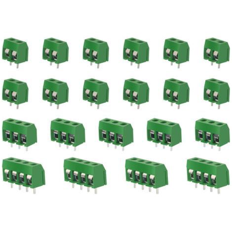 ALLIANDIS100 Pièces PCB Vis Connecteur, 5mm Pas 2 Broches / 3 Broches / 4 Broches PCB Bornier à Vis, Vert (1/5)