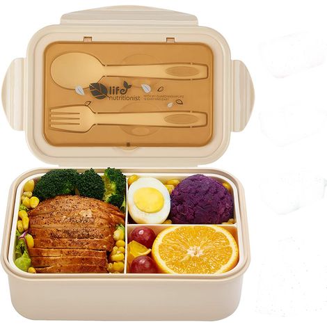 Boîte À Bento - 1400 Ml - 3 Compartiments - Sans Bpa - Micro-Ondes Congélateur Lave-Vaisselle - Rose - 1 Pièce (1/5)