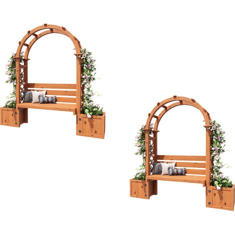 2er-Set pflanzkübel, Pflanzgefäß mit Spalier als Rankhilfe, Blumenkübel mit viel Platz, Blumenkasten Pflanzenkasten,, Pflanzkübel mit Spalier und Sitz für Garten Hof Terrasse
