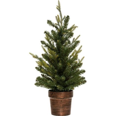 Sapin de Noël artificiel Vert 2 tons dans un pot cuivré H 70 cm - Feeric Christmas (1/3)