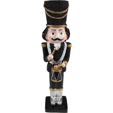 Figurine Casse-noisette de Noël Décoration Festive en Plastique Noir et Doré 16 cm - PANGIVO (1/4)