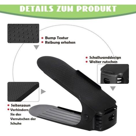 Support Chaussures - Réglable - Double Couche - En PP - Pour Entrée Et Penderie - 10 Pièces (1/5)