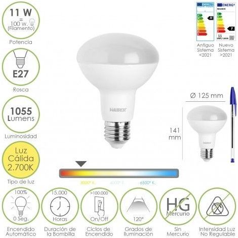 LAMPADA LED MAURER REFLECTOR E27 11W 1055L 2700K L.CALDA