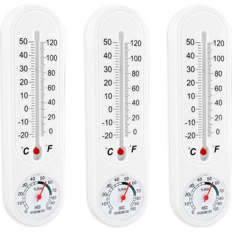 Lot de 3 Thermomètres Extérieurs Muraux, sans énergie et étanche, plage de mesure -20 à +50 °C, échelle lisible, boîtier résistant, pour Jardin, Balcon et Espaces Intérieurs (1/5)