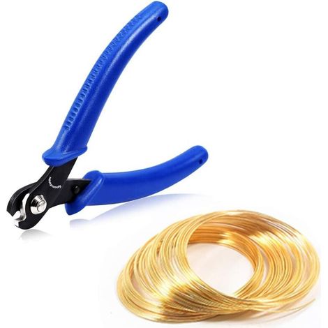 Pince coupante de fil à mémoire de forme de 12,7 cm - 100 boucles - Doré - Pour la fabrication de bracelets, de bijoux, de perles, de travaux manuels