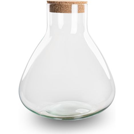 Bouteille Terrarium en Verre Recyclé avec Bouchon en Liège Forme Erlenmeyer Ø 22,5 x 27 cm - PANGIVO (1/3)