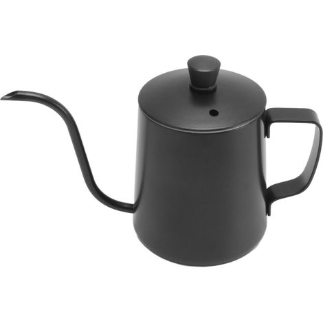 Cafetière à filtre manuelle à bec long et étroit, en acier inoxydable 304, 350 ml, noire, avec couvercle. (1/5)