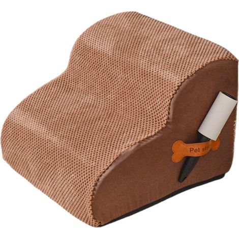 Escaliers pour Chiens 40cm 2 Marches Antidérapant avec Couverture Lavable pour Monter Canapé et Lit- CafÉ (1/5)