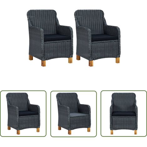 The Living Store Chaises de jardin avec coussins lot de 2 Résine tressée - Chaise De Jardin - Meubles De Jardin - Mobilier De Jardin - Chaise Confortable - Chaise Extérieure (1/5)