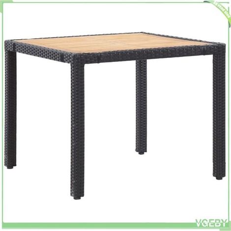 Salon de jardin 5 pcs - FAFEICY - 46025 - Résine tressée noir & naturel - Table 90x90 cm - 4 places avec coussins (1/5)