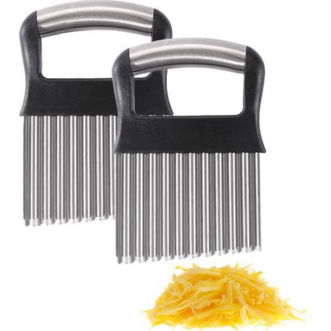 Set mit 2 Wellenmessern, Klinge aus Edelstahl, Holzgriff, Gemüseschneider, Küchenmesser (1/5)