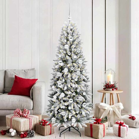 Künstlicher Weihnachtsbaum mit 300 LEDs mit Ständer Weiß 180 cm