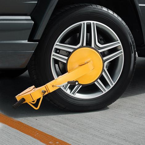 Radkralle Diebstahlsicherung, Universelles Radschloss, Gelb, Ideal für Auto, Anhänger, SUV, Wohnmobil (1/5)