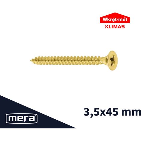 Viti per legno temprate Wkręt-met con testa svasata 3,5 x 45 con filettatura completa (500 pezzi)