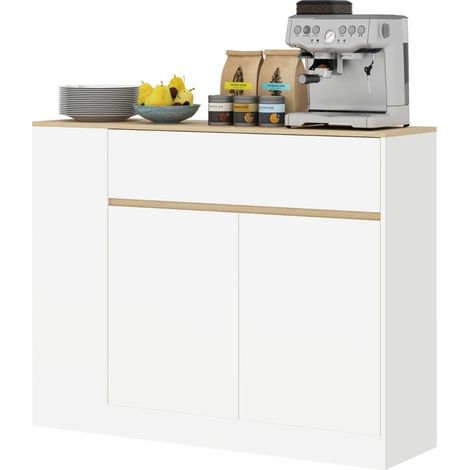 CHICFURN aparador de cocina 105 x 30 x 81,5 cm blanco, almacenamiento ajustable y antivuelco (1/5)