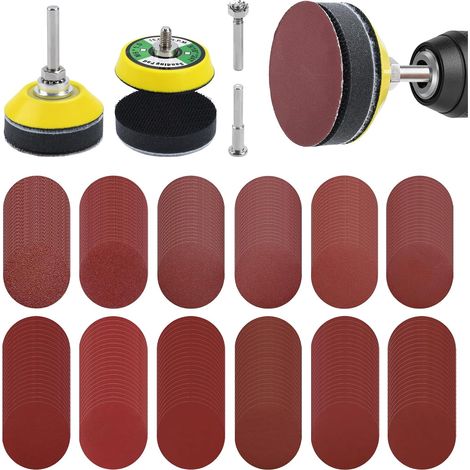 244 pcs Schleifscheiben Kit, 2 Zoll (50mm) Klettverschluss, 80-3000 Körnung für Nass/Trockenschliff, Für Bohrer, Schleifer & Rotary Tools, Inkl Adapter für Metall Holz, Auto, Glas (1/5)