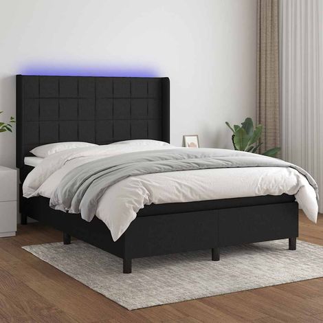 vidaXL Lit à ressort LED avec tête de lit 140 x 190 cm tissu (1/5)