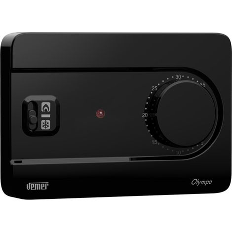 VEMER VE757600 OLYMPO - Termostato Ambiente da Parete con Manopola, Alimentazione 230V, Nero (1/2)
