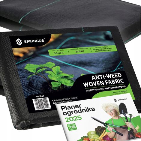 TELA AGRICOLA 90G 3,2x10m NERA TESSUTO AGRICOLO UV FORTE ANTI-ERBA GROSSO (1/5)