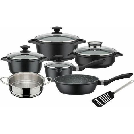 GSW Gourmet Granit batería de cocina negra 10 piezas (1/3)