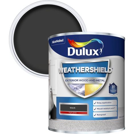 Dulux Weathershield Exterior Gloss Paint - Black - 750ml