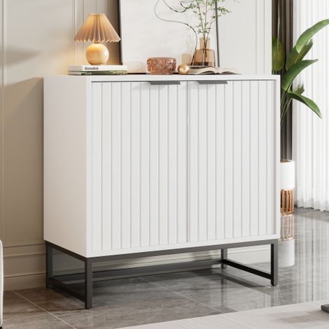 Aparador blanco de 2 puertas, mueble de almacenaje independiente, para salón, recibidor y entrada, 80x40x80 cm (1/5)