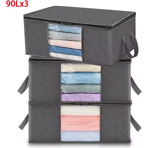 Sac de rangement grande capacité pour vêtements, sac de rangement pliable pour couvertures, organisateur de vêtements pour chambre à coucher (1/5)