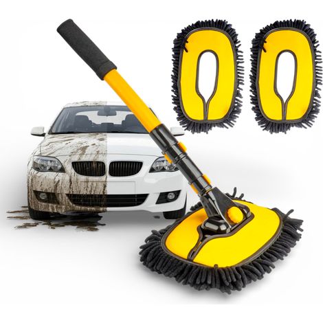 Cepillo telescópico para lavado de coches de 46-100 cm con microfibra y 3 accesorios. (1/5)