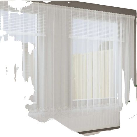 Tenda, 220 x 750 cm, 1 pannello, grammatura del tessuto 60 g/m², tessuto leggero, motivo floreale in pizzo bianco (1/5)