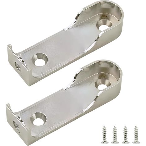 2 Pièces Support Barre Penderie, Support de Tige D'armoire, Tringle de Rail de Suspension Ovale en Alliage de Zinc avec 4 Vis Support d'Extrémité pour Tringle à Rideau de Douche, Support de Penderie (1/5)