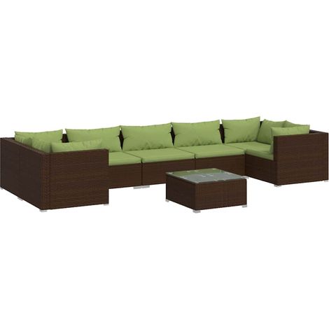 Maison Exclusive - Set Divani da Giardino 8 pz con Cuscini in Polyrattan Marrone (1/5)