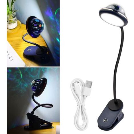 LAN Lampe de bureau pour enfants, rechargeable par USB, lampe de lecture LED à pince, col de cygne flexible à 360°, luminosité réglable, pour étudier et travailler (bleue) (1/5)