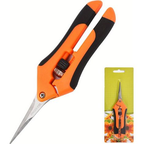 Cisailles de jardin en acier inoxydable, ciseaux à plantes, à fruits et à raisins, coupe-feuilles horticoles, outils de taille à coude droit (1/5)