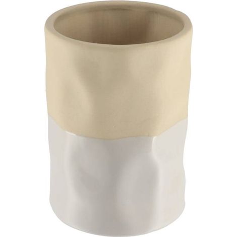 Zweifarbiger becher aus steinzeug - weiss beige - Tendance