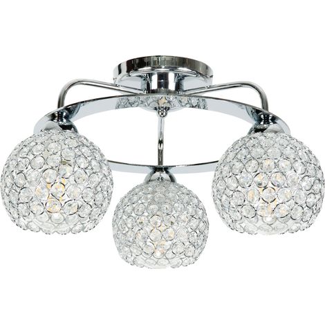 Lámpara de techo cromada con pantalla de cristal Paula 14-102