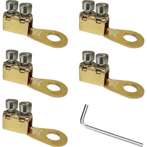 Lot de 5 cosses de batterie 8-1 AWG, embouts de câble de batterie, cosses annulaires, connecteurs de bornes de batterie, cosses en cuivre à visser, sans sertissage (1/5)