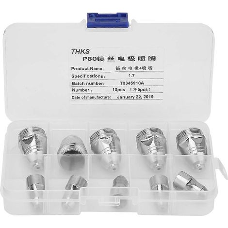Ensemble de 5 électrodes consommables pour torche de découpe plasma P80 (5 électrodes en soie)