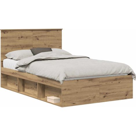 Maison Exclusive - Cadre de lit Chêne artisan 120 x 190 cm Bois de pin massif (1/5)