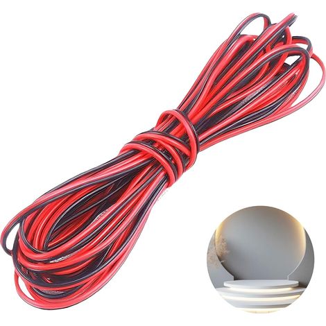 10 mètres Câble électrique flexible 22AWG 2 fils rouge et noir en cuivre étamé avec isolation double en PVC pour bande LED, appareils électroménagers et diverses applications (1/5)