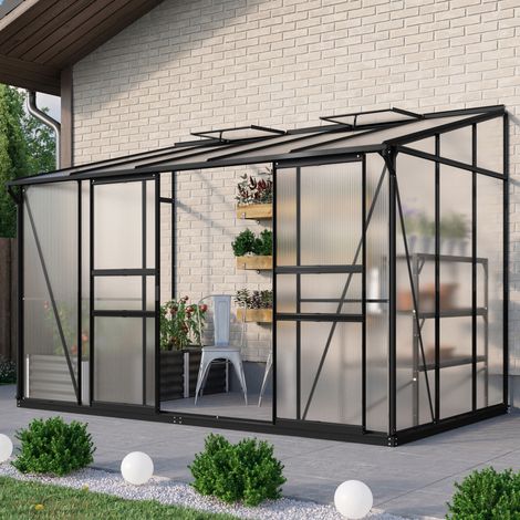 Vitavia Anlehn-Gewächshaus "Osiris 6500", schwarz, 6,5 m², 6 mm HKP (1/3)