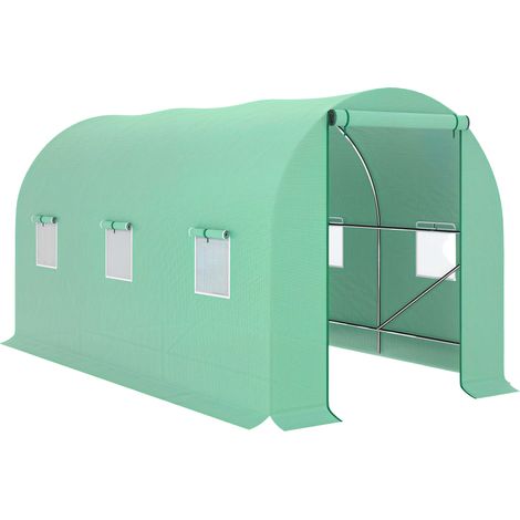 Invernadero de Túnel Jardín 400x200x200 cm con Puerta Enrollable y 6 Ventanas Cubierta PE 140 g/m² Marco de Metal para Cultivo Plantas Verduras