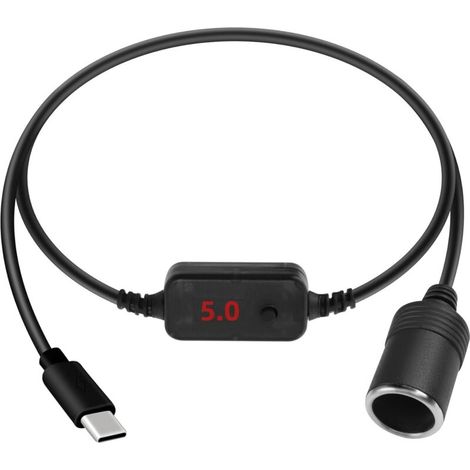 PD USB-C-Stecker auf Zigarettenanzünderstecker-Konverterkabel, 5 V auf 20 V Typ-C-Zigarettenanzünderbuchse-Adapter mit einstellbarem Spannungsknopf für Dashcam, GPS (0,3 m / 1 Fuß) (1/5)