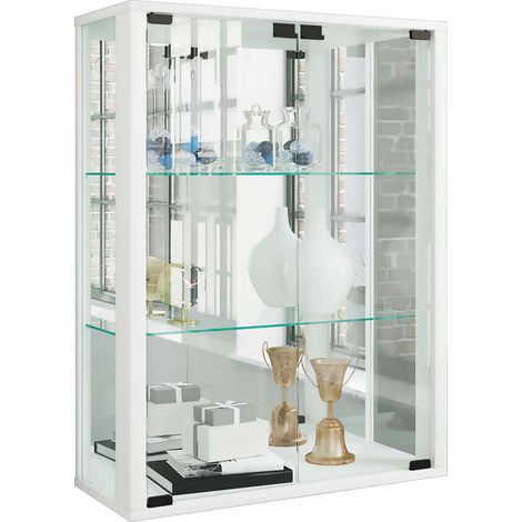 Armoire d'affichage murale en verre Udina miroir 80x60x25 - VCM